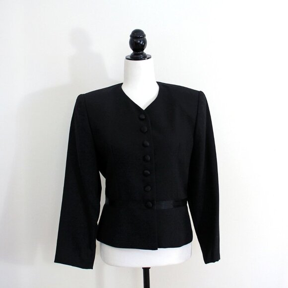 Fitted Black Vintage Blazer, JULES Jacket, 80s Power Shoulders - Picture 1 of 8
